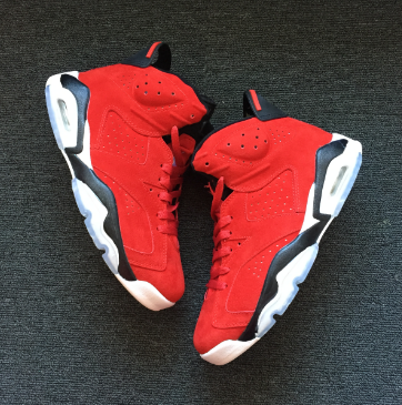 New Air Jordan 6 Toro Red Suede Shoes - Click Image to Close